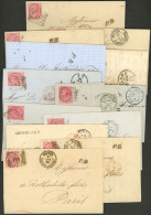 ITALY: 12 Entire Letters Sent To Paris Between 1866 And 1873, All Franked With 60c. (Sc.32), Attractive Postal Marks, Ex - Unclassified