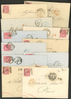 ITALY: 11 Entire Letters Sent To Paris Between 1866 And 1873, All Franked With 60c. (Sc.32), Attractive Postal Marks, Ex - Non Classés