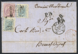 ITALY: 20/NO/1867 MENAGGIO - Argentina: Entire Letter Franked By Sc.32 + 35 X2 (Sa.21 + 26 X2), To Buenos Aires, Excelle - Ohne Zuordnung