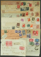 ITALY: 23 Covers, Cards, Postal Stationeries Etc. Used Between 1889 And 1956, There Are Some Very Interesting Pieces, In - Unclassified