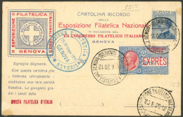 ITALY: 29/JUN/1920 Special Card Of The Philatelic Exposition And Congress Of Genova, Excellent Quality! - Ohne Zuordnung