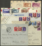 ITALY: 6 Airmail Covers Sent To Argentina Between 1938 And 1951 With Nice Postages, All The Envelopes With Defects (the  - Unclassified