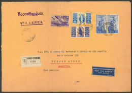 ITALY: 21/AU/1948 Genova - Argentina, Registered Airmail Cover Franked With 1,350 L., Including The Airmail Set "Santa C - Non Classificati