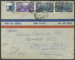 ITALY: 8/JUL/1949 Torino - Argentina, Airmail Cover With Very Good Postage Of 280L., Arrival Backstamp, VF! - Unclassified