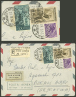 ITALY: 27/AU/1956 San Secondo Pinerolo - Argentina, Registered Airmail Cover Franked With 325L. Including The 200L. "Ita - Non Classés