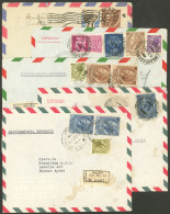 ITALY: 5 Airmail Covers Sent To Argentina In 1959 With Attractive Postages, With Minor Defects But Very Nice! IMPORTANT: - Sin Clasificación