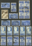 ITALY: Lot Of Good Used Values Issued In 1950s, Including A Block Of 4 Of Yvert 562 (1950 55L. Radio Conference, Stained - Sin Clasificación