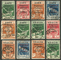 ITALY - FIUME: Sc.122/127 + 128/133, 1920 Complete Sets With "ARBE" And "VEGLIA" Overprints, Used, Very Fine Quality!" - Fiume