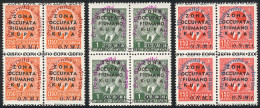 ITALY - FIUMANO KUPA: Sassone 36/38, 1942 Children, Cmpl. Set Of 3 Values In MNH Blocks Of 4, Excellent Quality, Catalog - Fiume & Kupa