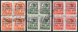 ITALY - FIUMANO KUPA: Sassone 36/38, 1942 Children, Cmpl. Set Of 3 Values In Used Blocks Of 4, Excellent Quality, Catalo - Fiume & Kupa