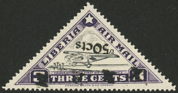 LIBERIA: Yvert 41, 1944/5 50c. On 3c. With INVERTED OVERPRINT, MNH, Very Fine Quality, With Guarantee Mark Of J.H.Stolow - Liberia