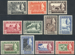 MALAYA: Sc.29/39, 1957/62 Animals, Ships, Trains, Sport And Other Topics, Complete Set Of 11 Values MNH, Excellent Quali - Malaya (British Military Administration)