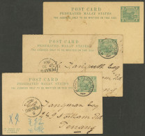 MALAYA: 3 Old Postal Cards, 2 Double With The Paid Reply Attached, Used Or Mint, One Of The Double Cards With Some Stain - Malaya (British Military Administration)