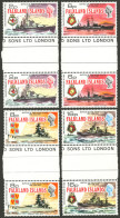 FALKLAND ISLANDS: Sc.237/240, 1974 Battleships, The Set Of 4 Values In GUTTER PAIRS, Excellent Quality, Scarce! - Falkland