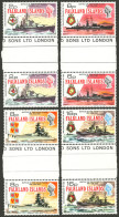 FALKLAND ISLANDS: Sc.237/240, 1974 Battleships, The Set Of 4 Values In GUTTER PAIRS, Excellent Quality, Scarce! - Falkland Islands