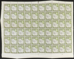 FALKLAND ISLANDS - DEPENDENCIES: Yvert 33A, 1946 ½p. Map, Sheet Of 60 Stamps With 6 Varieties "broken Line" In Positions - Falkland Islands