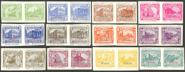 NICARAGUA: Set Of 12 Imperforate Pairs With Views Of Buildings Before And After The 1931 Earthquake, Overprinted OFICIAL - Nicaragua