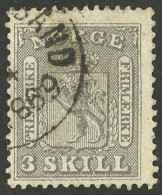 NORWAY: Sc.7, 1863 3s. Lilac Gray, Used, Very Fine Quality! - Otros & Sin Clasificación