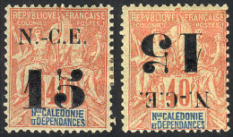 NEW CALEDONIA: Yvert 66, Normal Example + Stamp With INVERTED Overprint, VF! - Other & Unclassified