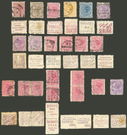 NEW ZEALAND: 1893 STAMPS WITH PRINTED ADVERTISING On Back, 15 Singles + 3 Pairs With Attractive Ads Printed On Back, Gre - Autres & Non Classés