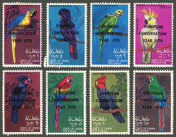 OMAN: Overprinted Issue Of 1970, Set Of 8 Values (birds) With "European Conservation Year 1970" Ovpt., Interesting. Two  - Oman