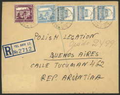 PALESTINE: 11/JA/1946 Tel-Aviv - Argentina, Registered Cover, On Back New York Transit Mark And Arrival, Very Fine Quali - Palestine