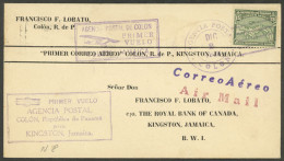 PANAMA: 2/DE/1930 Colón - Kingston, Jamaica: First Airmail, Arrival Backstamp Of 3/DE, Very Fine Quality! - Panama