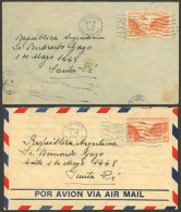 PANAMA - CANAL: 2 Airmail Covers Sent To Argentina In 1947 Franked With 10c., VF! - Panama