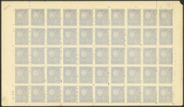 PARAGUAY: Sc.275, 1927/38 10c. Blue, Complete Sheet Of 50 IMPERFORATE HORIZONTALLY, MNH, VF Quality! - Paraguay