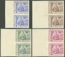 PARAGUAY: Yvert 189/192, 1952 Isabel La Católica, Set Of 4 IMPERFORATE PAIRS! - Paraguay