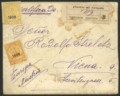 PARAGUAY: 25/JUL/1909 COLONIA HOHENAU - Austria, Registered Cover Franked With 25c., On Back There Several Transit And A - Paraguay