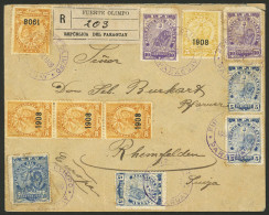 PARAGUAY: 10/AU/1909 FUERTE OLIMPO - Switzerland, Registered Cover With Very Attractive Postage Of 1.50P., There Are Sev - Paraguay