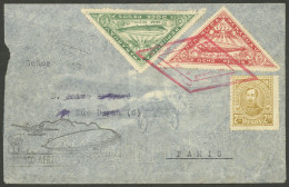 PARAGUAY: Airmail Cover Sent From Asunción To France By ZEPPELIN, Special Postage With Rose-red Mark, On Back Transit Ma - Paraguay