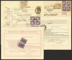 PERU: 4 Old Dispatch Notes Of Parcel Posts Sent To USA, ALL The Notes Are DIFFERENT, Fine Quality, Very Interesting! - Peru