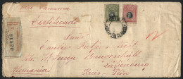 PERU: Registered Cover Sent From CALLAO To Germany In JUL/1920 Franked With 24c., With Panamá Transit And Arrival Backst - Peru