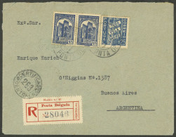 PORTUGAL: 2/SE/1936 PONTA DELGADA - Argentina, Registered Cover Franked 3.75E., Transit Mark Of Funchal 7/SE On Back Alo - Other & Unclassified