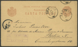 ROMANIA: 23/AP/1888 CRAJOVA - Berlin, 10b. Postal Card, Very Attractive! - Sonstige & Ohne Zuordnung