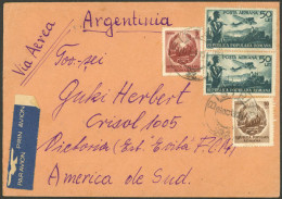 ROMANIA: Airmail Cover Sent From Bistrita To Argentina On 26/OC/1951 Franked With 115L., Arrival Backstamp, VF! - Sonstige & Ohne Zuordnung