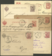 RUSSIA: 6 Postal Stationeries Used Between 1884 And 1916, There Are Attractive Cancels, For Example Of Warsaw (Poland),  - Otros & Sin Clasificación