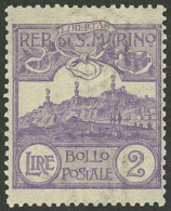 SAN MARINO: Sc.72, 1903 2L. Violet, Mint Lightly Hinged, Key Value Of The Set, Very Fine Quality! - Otros & Sin Clasificación