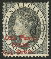 SAINT LUCIA: Yvert 1, 1881/2 1p. With DOUBLE OVERPRINT Variety, Very Fine Quality! - St.Lucia (...-1978)