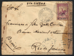 SAO TOMÉ AND PRÍNCIPE: Cover Sent From Sao Tome To Rio De Janeiro On 26/SE/1942 Franked With 50c., Double Censorship, Ve - St. Thomas & Prince