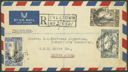 SIERRA LEONE: 27/JA/1948 Fretown - Argentina, Registered Airmail Cover, Rare Destination, VF Quality! - Sierra Leone (...-1960)