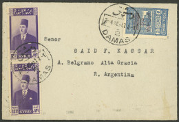SYRIA: 2/AP/1946 Damas - Argentina, Cover With Very Interesting Postage, Arrival Backstamp, Very Fine Quality! - Syria
