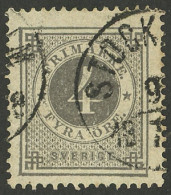 SWEDEN: Sc.18, 1872/7 4o. Gray Perf 14, Used, VF Quality! - Other & Unclassified