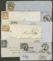 SWITZERLAND: 1856/1863: 5 Entire Letters Or Folded Covers + 1 Cover Front Franked With 5r. Or 10r., Varied Cancels, Nice - Other & Unclassified