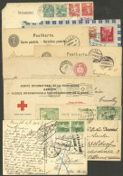 SWITZERLAND: 1868/1946: 9 Used Covers, Postal Stationeries, Cards Etc., Interesting Cancels, A Few With Minor Defects, M - Other & Unclassified