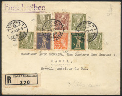 SWITZERLAND: Registered Cover Sent From Zürich To Brazil On 12/JUL/1937, Very Nice Postage! - Sonstige & Ohne Zuordnung