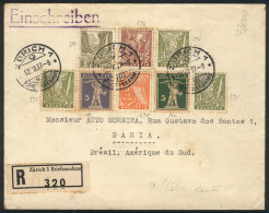 SWITZERLAND: Registered Cover Sent From Zürich To Brazil On 12/JUL/1937, Very Nice Postage! - Other & Unclassified