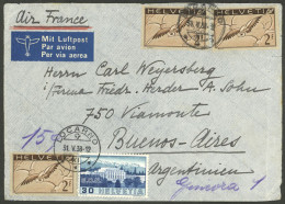 SWITZERLAND: 31/MAY/1938 Locarno - Argentina, Airmail Cover Sent "via Air France" Franked With 6.30Fr., Buenos Aires Arr - Otros & Sin Clasificación